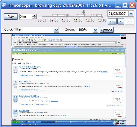 TimeSnapper Browse Day Screen