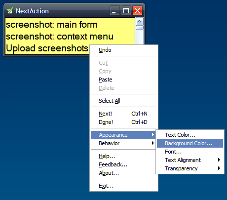 settings let you can control the way NextAction behaves